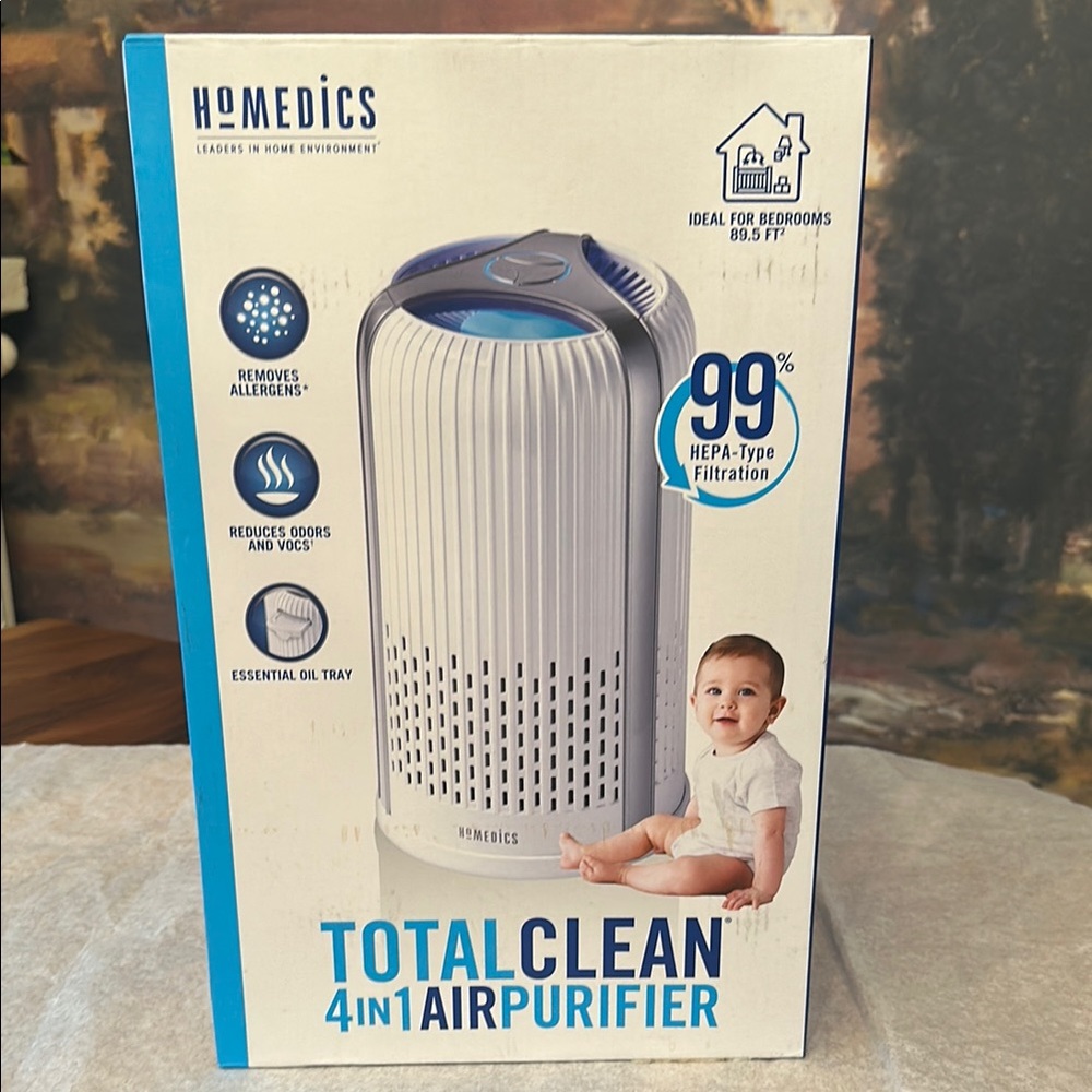 Homedics TotalClean 4-in-1 Air Purifier in Blue and White